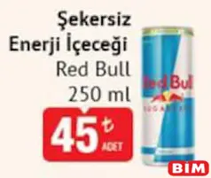 RED BULL ŞEKERSİZ ENERJİ İÇECEĞİ 250 ML fiyat ve kampanya bilgisi